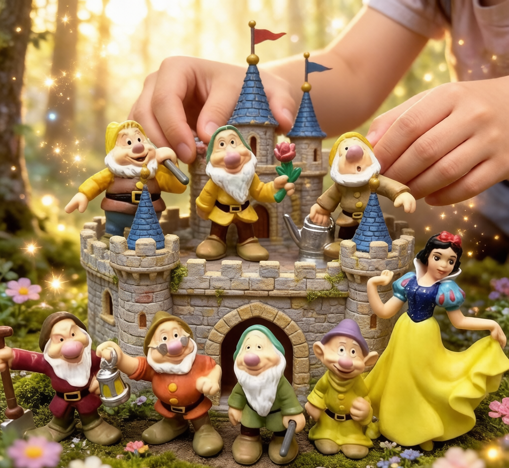 Snow White & Seven Dwarfs Cake Toppers - Fairytale Figurine Set