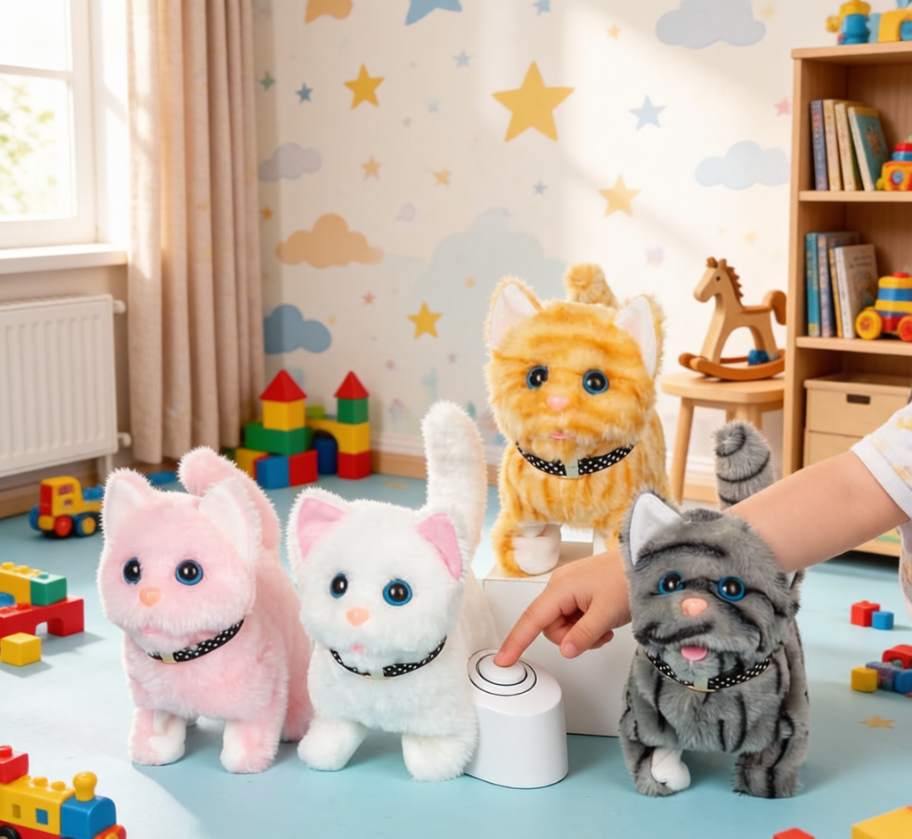Electric Wagging Cat Toy - Interactive Plush Kitten