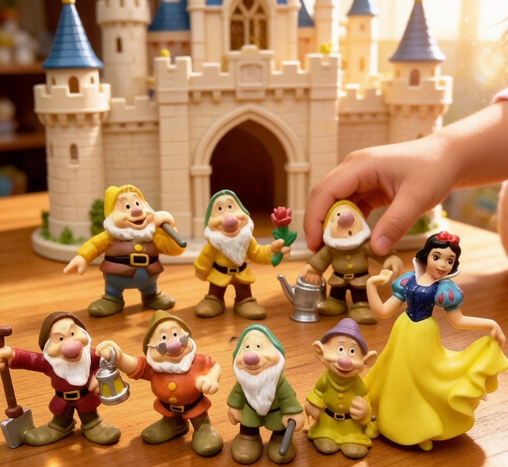 Snow White & Seven Dwarfs Cake Toppers - Fairytale Figurine Set
