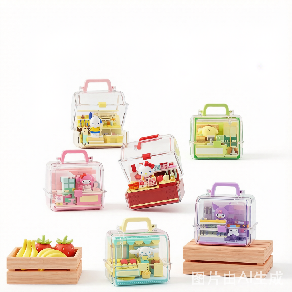 AREAX Sanrio Hello Kitty Fruity Store Building Blocks - Cute Assembly Toy Set