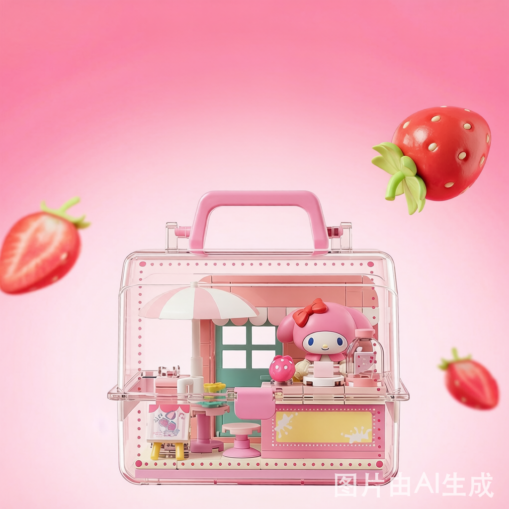 AREAX Sanrio Hello Kitty Fruity Store Building Blocks - Cute Assembly Toy Set
