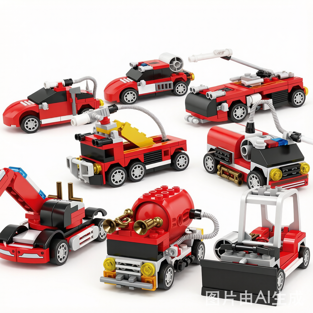 Fire Truck & Police Car Building Blocks Set - 8-in-1 Combo Assembly Toy