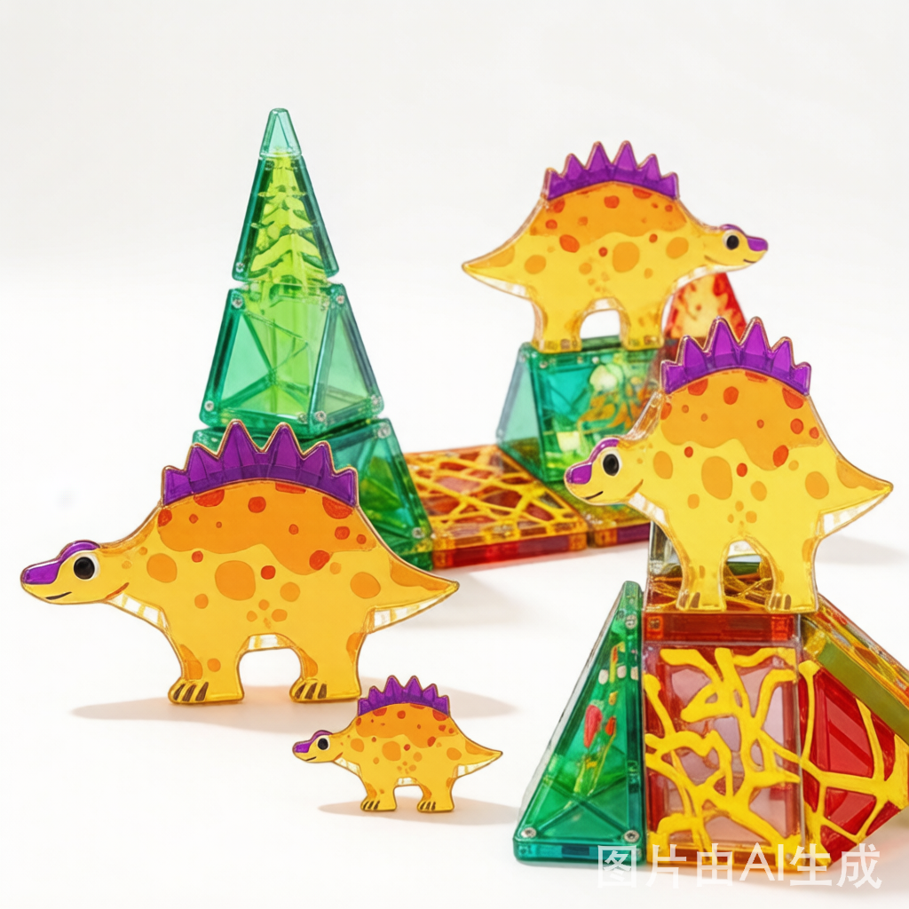 Magnetic Dinosaur Building Blocks - Mini Travel Toddler Tile Set