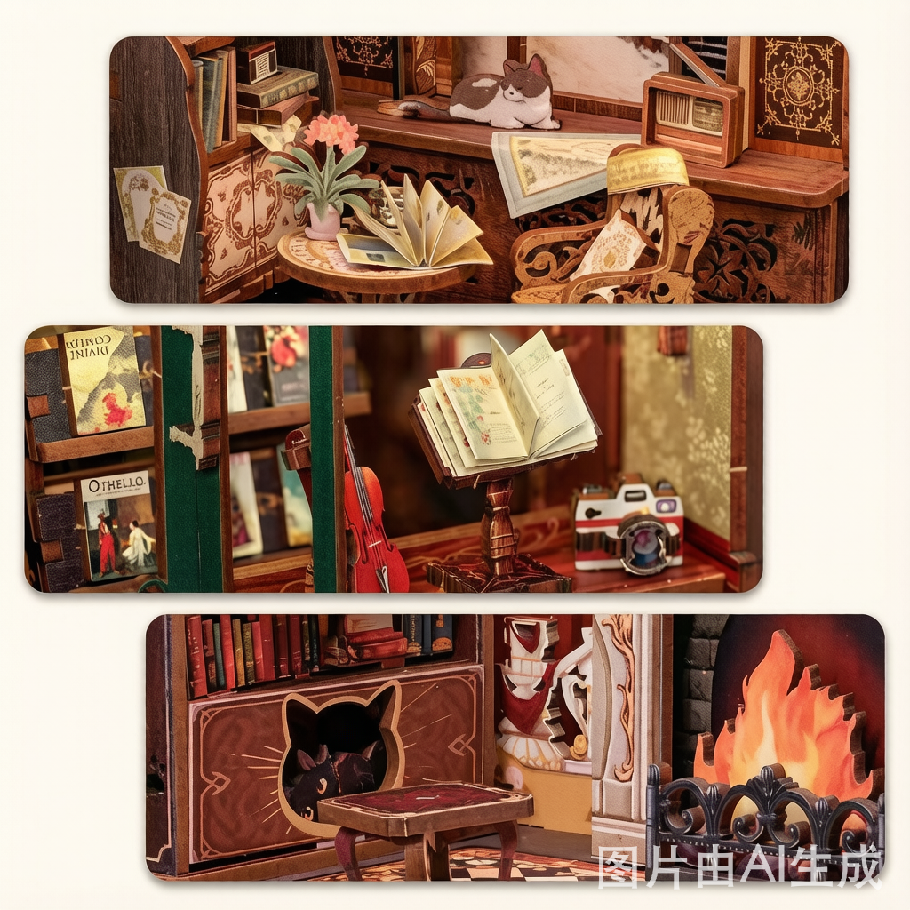 CuteBee DIY Owl Bookstore Miniature House - Handcrafted Dollhouse Kit