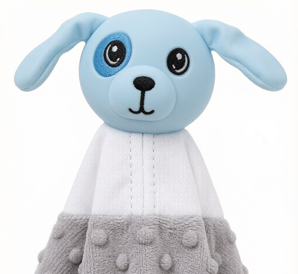 Baby Animal Comfort Blanket - Silicone Teether Soothing Plush