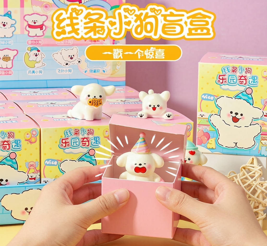Line-Drawing Puppy Blind Box - Surprise Mini Figure Toy