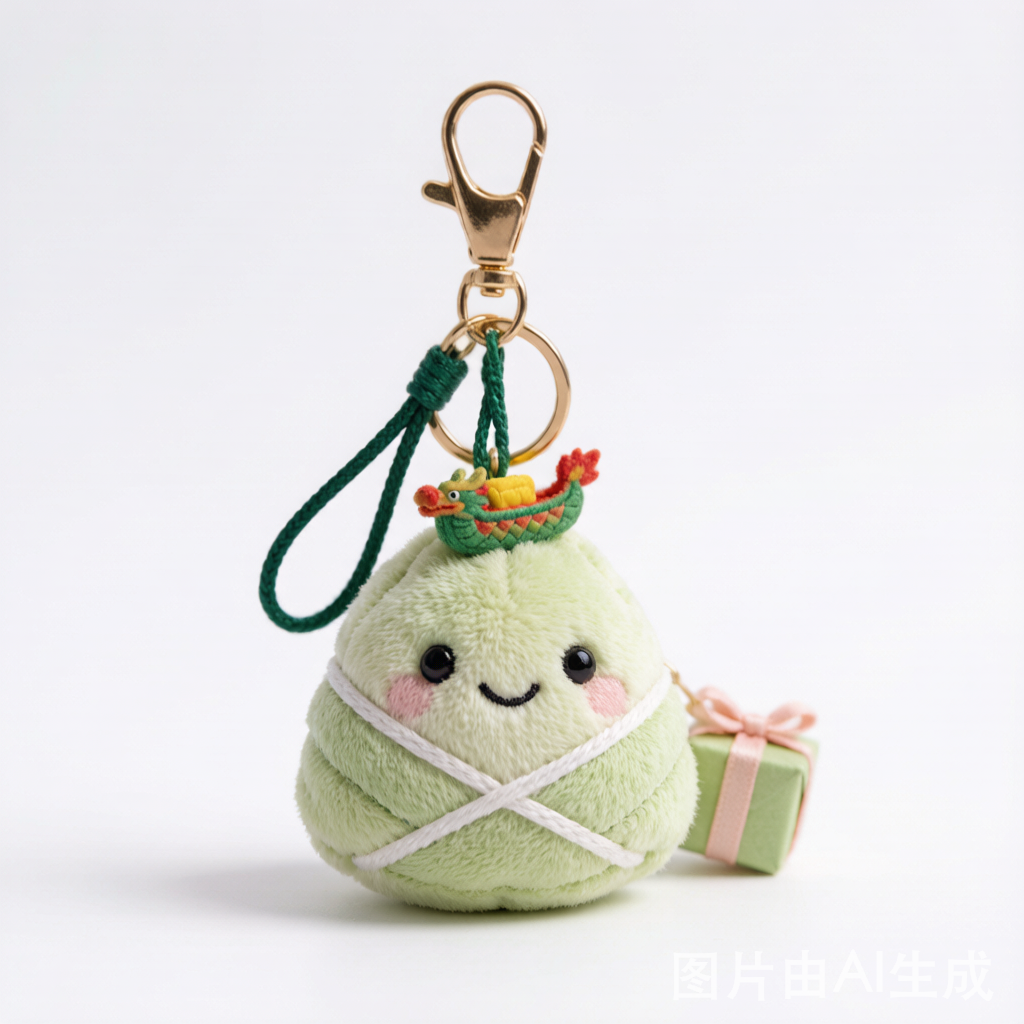 Dragon Boat Zongzi Plush Pendant - Cute Festival Bag Charm