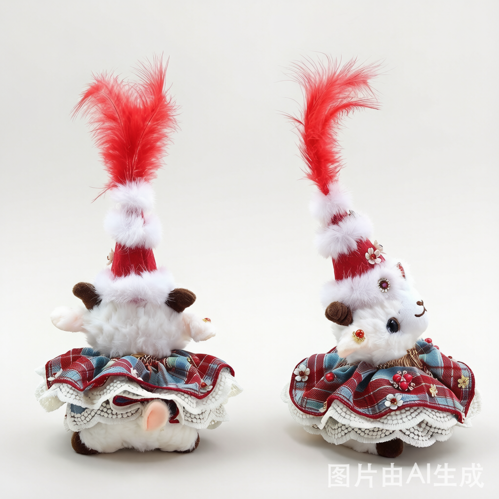 Handmade Xinjiang Lamb Plush Bag Pendant - Cute Charm