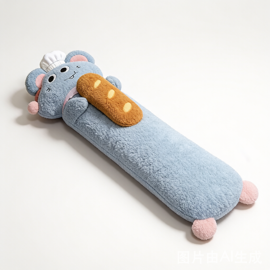 Chef Mouse Plush Long Pillow - Soft Washable Cushion