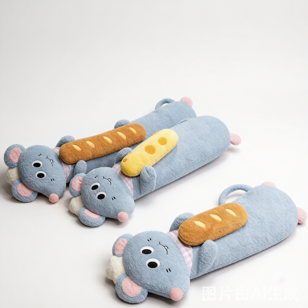 Chef Mouse Plush Long Pillow - Soft Washable Cushion
