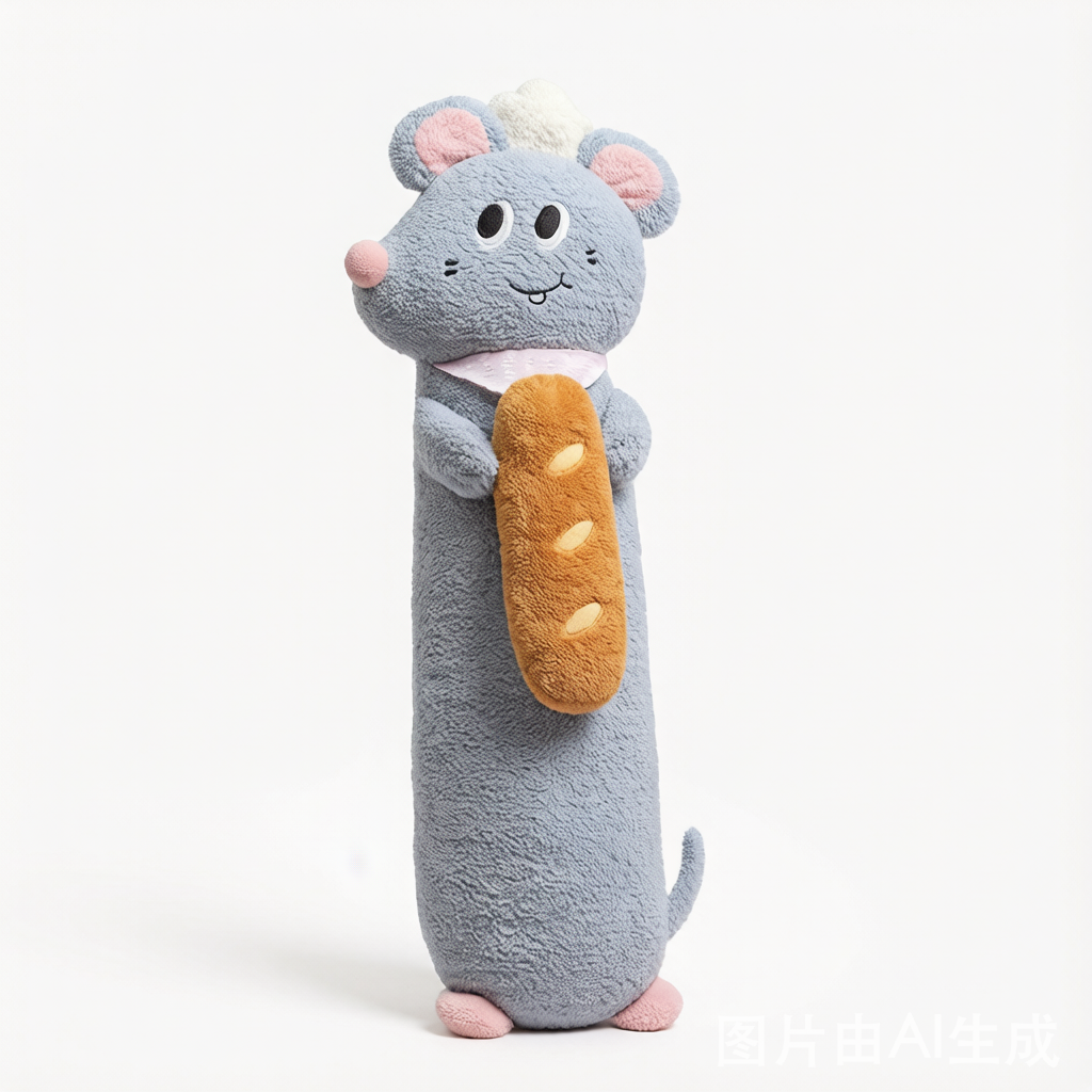 Chef Mouse Plush Long Pillow - Soft Washable Cushion