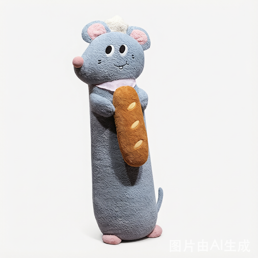 Chef Mouse Plush Long Pillow - Soft Washable Cushion