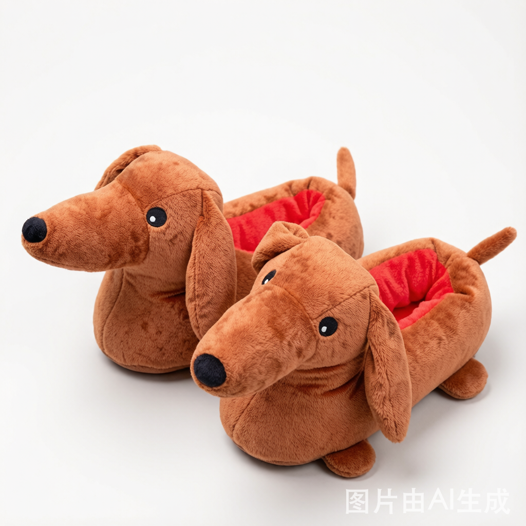 Dachshund Plush Slippers - Cozy Winter Home Shoes