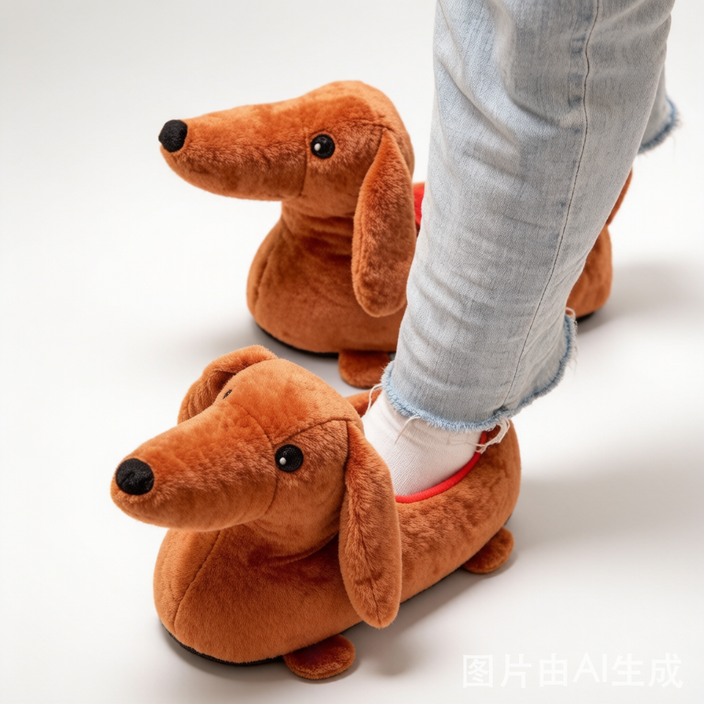 Dachshund Plush Slippers - Cozy Winter Home Shoes