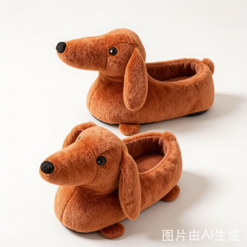 Dachshund Plush Slippers - Cozy Winter Home Shoes