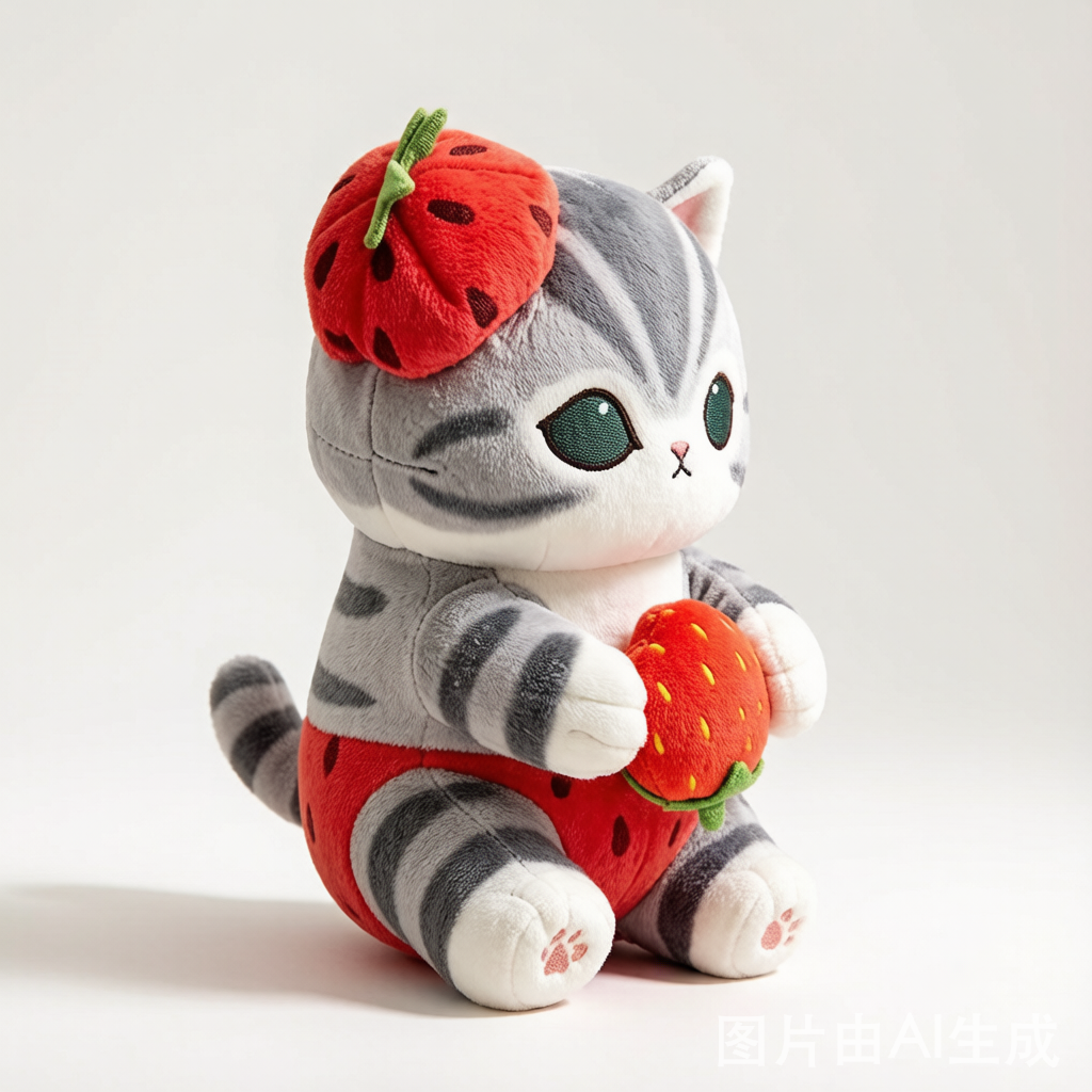 Fruit Theme Cat Plush Pillow - Soft Cuddle Cushion