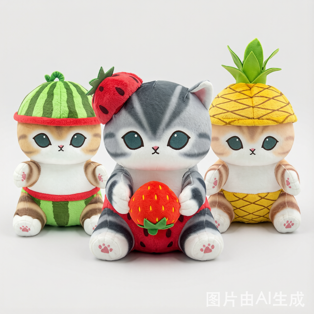 Fruit Theme Cat Plush Pillow - Soft Cuddle Cushion