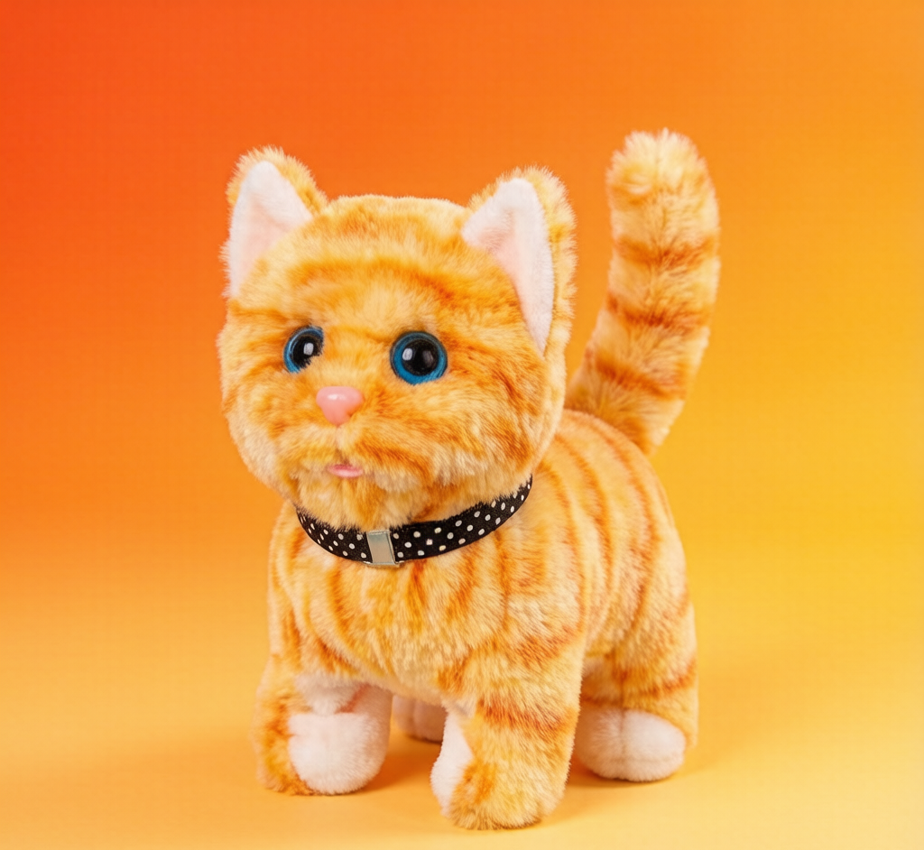 Electric Wagging Cat Toy - Interactive Plush Kitten