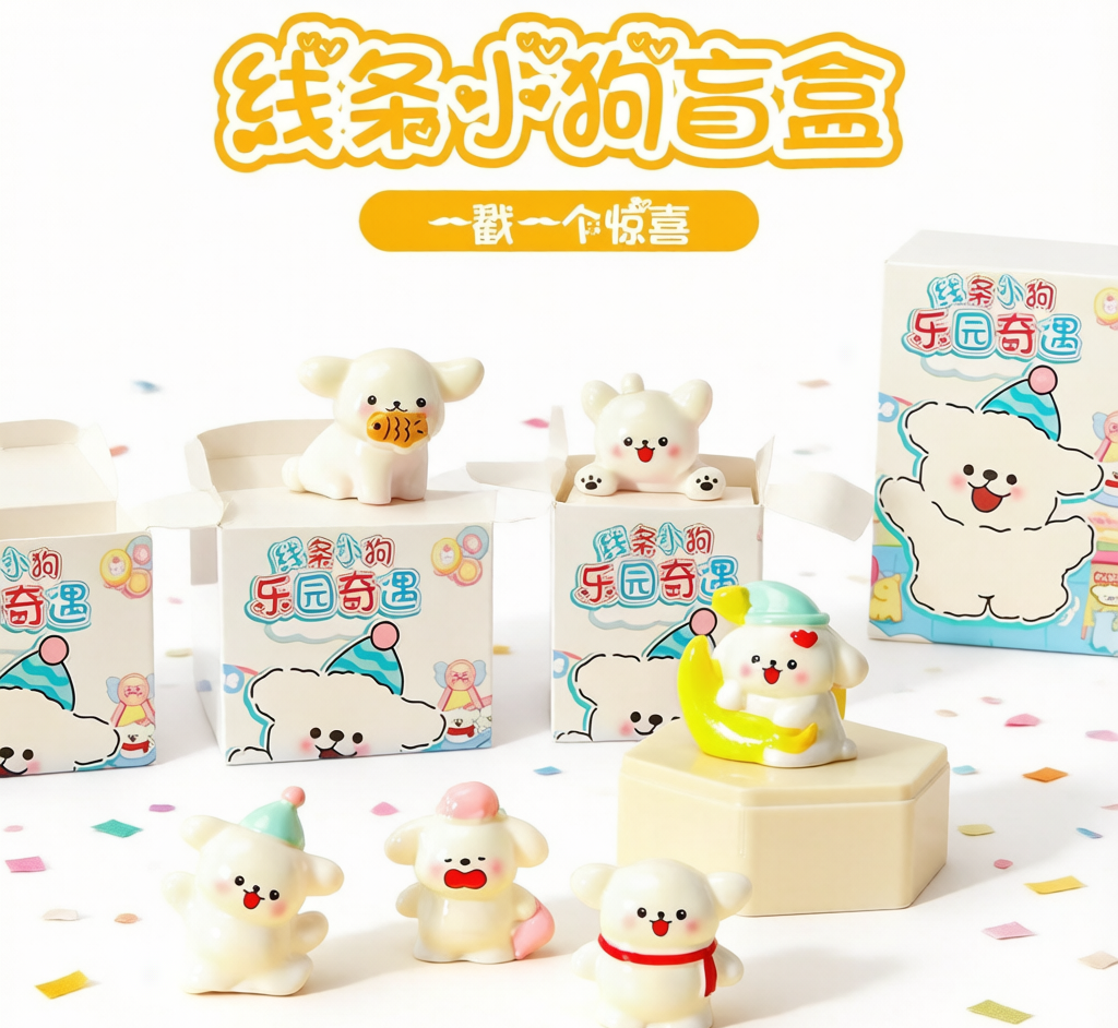 Line-Drawing Puppy Blind Box - Surprise Mini Figure Toy