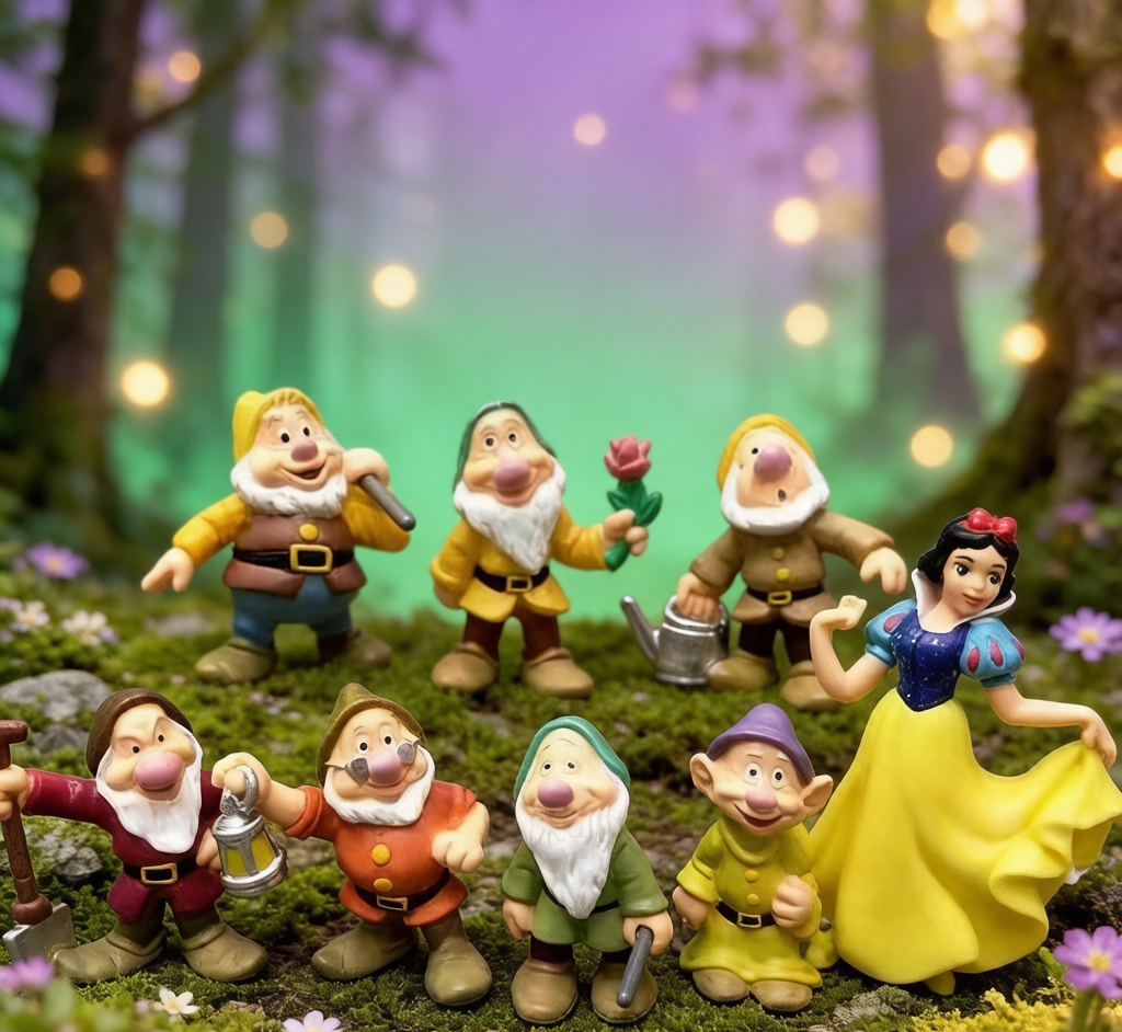 Snow White & Seven Dwarfs Cake Toppers - Fairytale Figurine Set