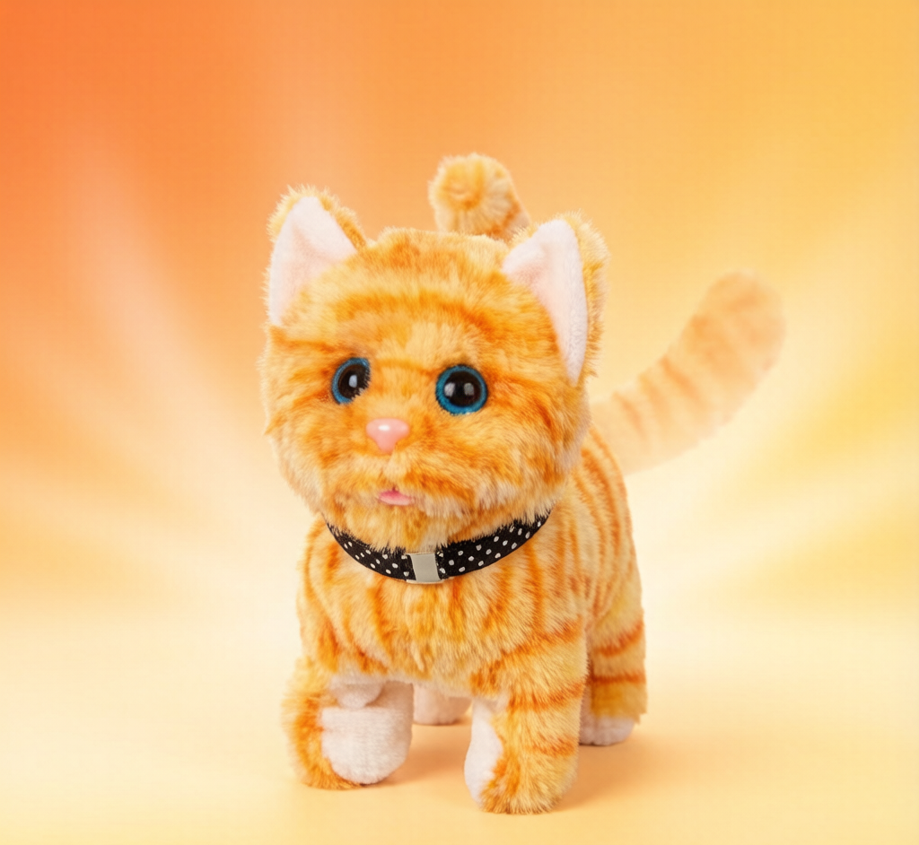 Electric Wagging Cat Toy - Interactive Plush Kitten