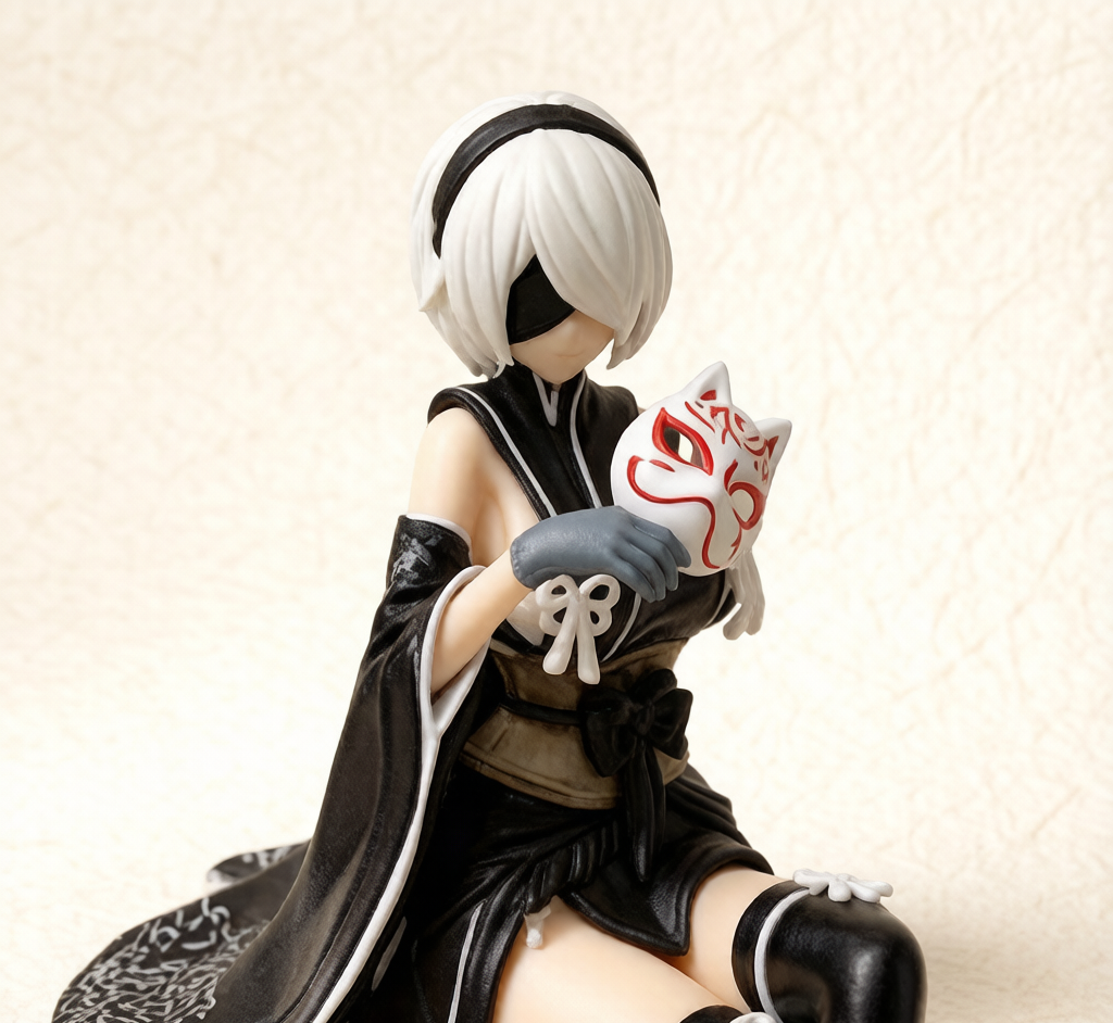 Kimono 2B & A2 Sitting Figure - Collectible Anime Statue