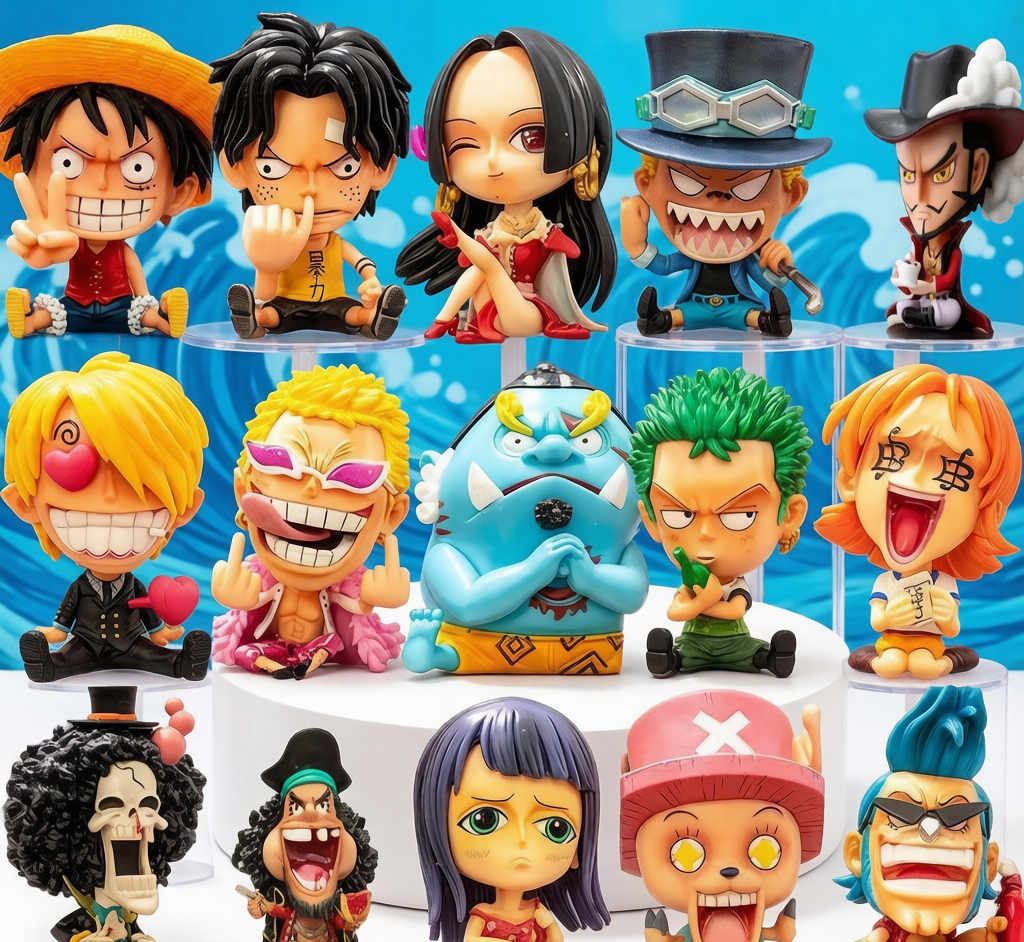 One Piece Figure Set - Luffy, Zoro & Ace Collectible Ornaments