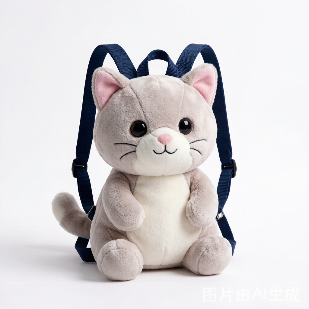 Plush Cat Backpack Doll - Cute Shoulder Toy Bag