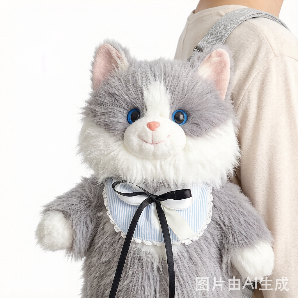 Plush Cat Backpack Doll - Cute Shoulder Toy Bag