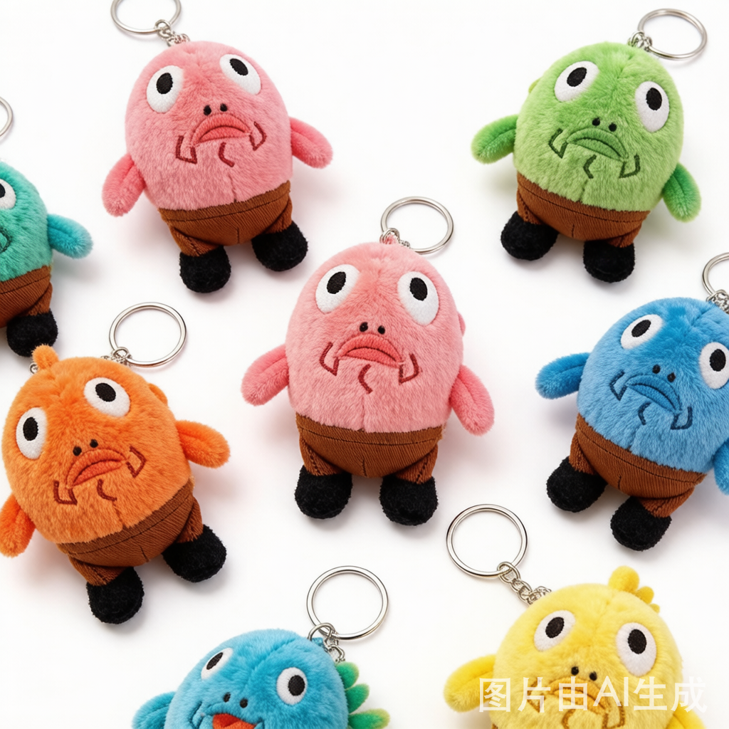 Bikini Bottom Fish Plush Keychain - SpongeBob-Inspired Pendant