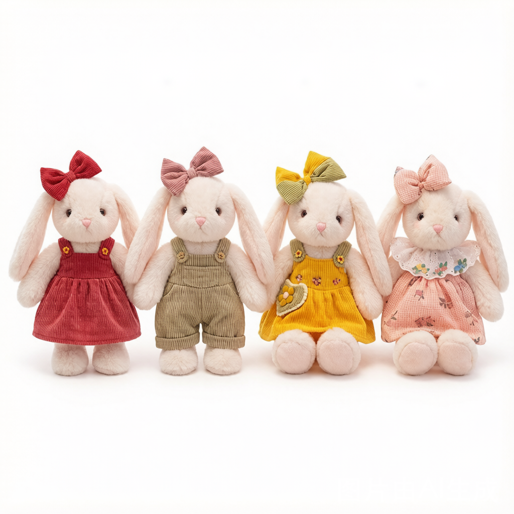 Dressed Long-Ear Rabbit Plush - Cozy Comfort Doll