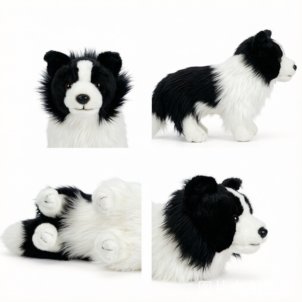 Realistic Border Collie Plush Dog - Standing Simulation Toy