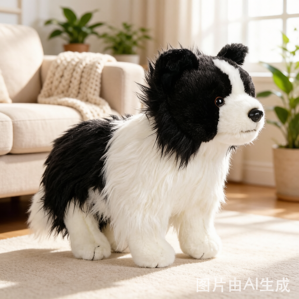 Realistic Border Collie Plush Dog - Standing Simulation Toy