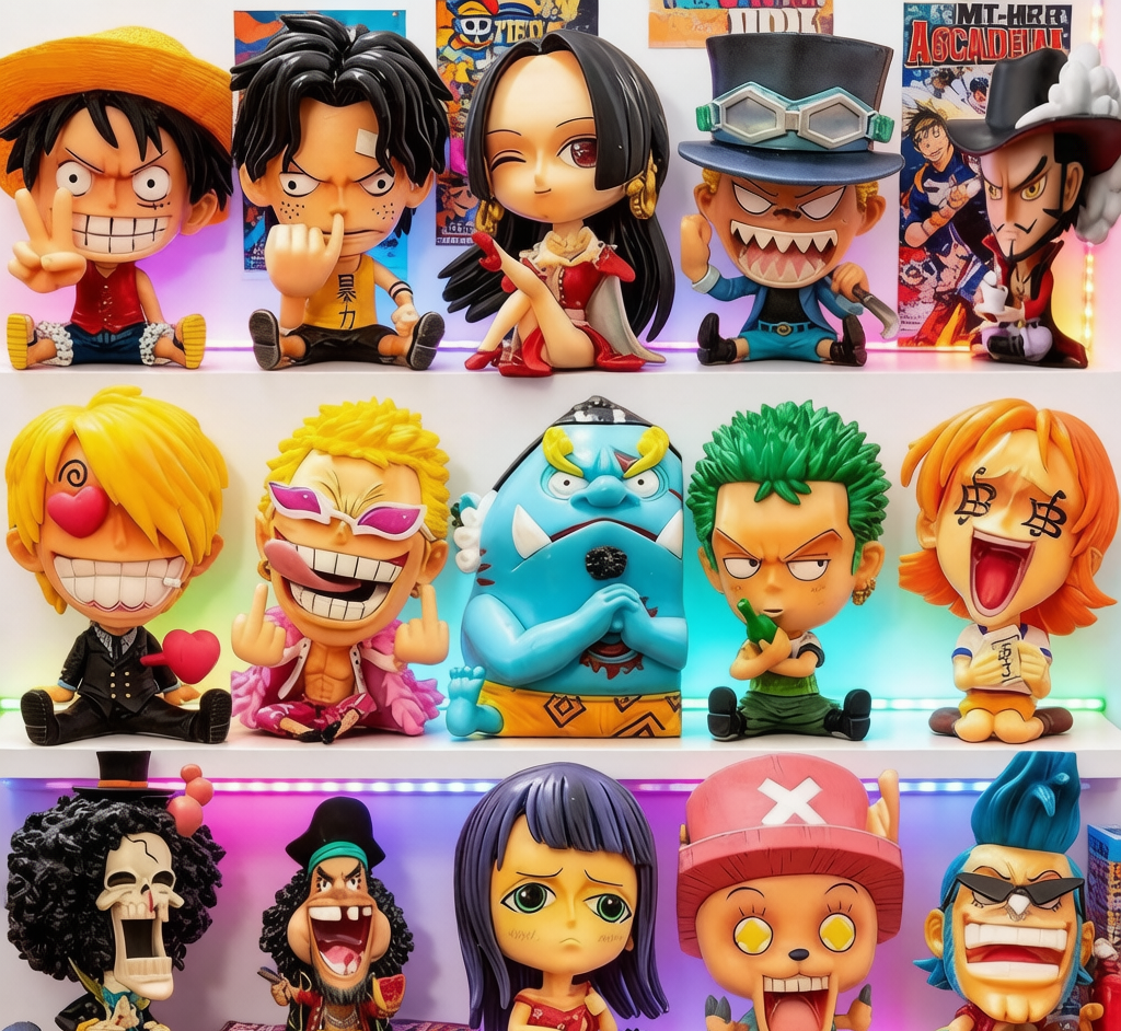 One Piece Figure Set - Luffy, Zoro & Ace Collectible Ornaments