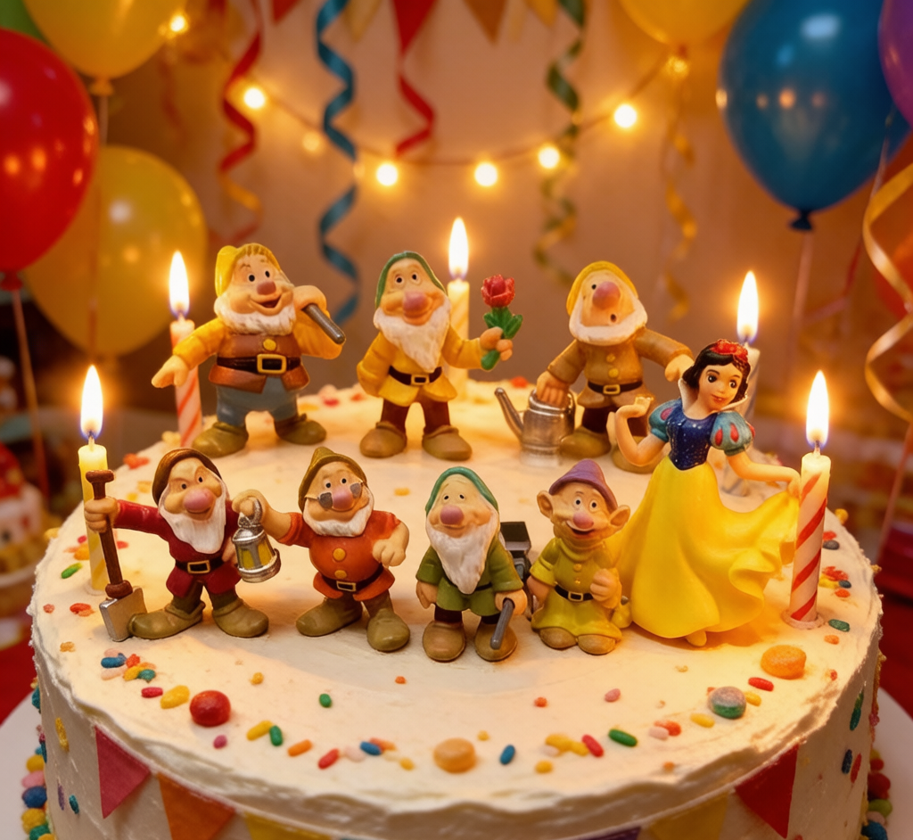 Snow White & Seven Dwarfs Cake Toppers - Fairytale Figurine Set