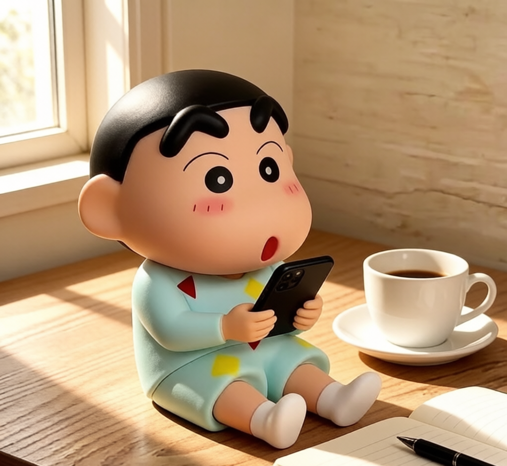 Crayon Shin-chan Phone Stand - Cute Desk Figure Holder
