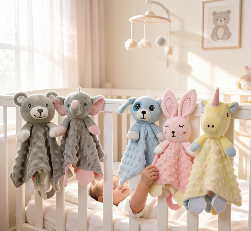 Baby Animal Comfort Blanket - Silicone Teether Soothing Plush