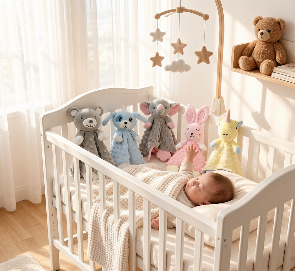 Baby Animal Comfort Blanket - Silicone Teether Soothing Plush
