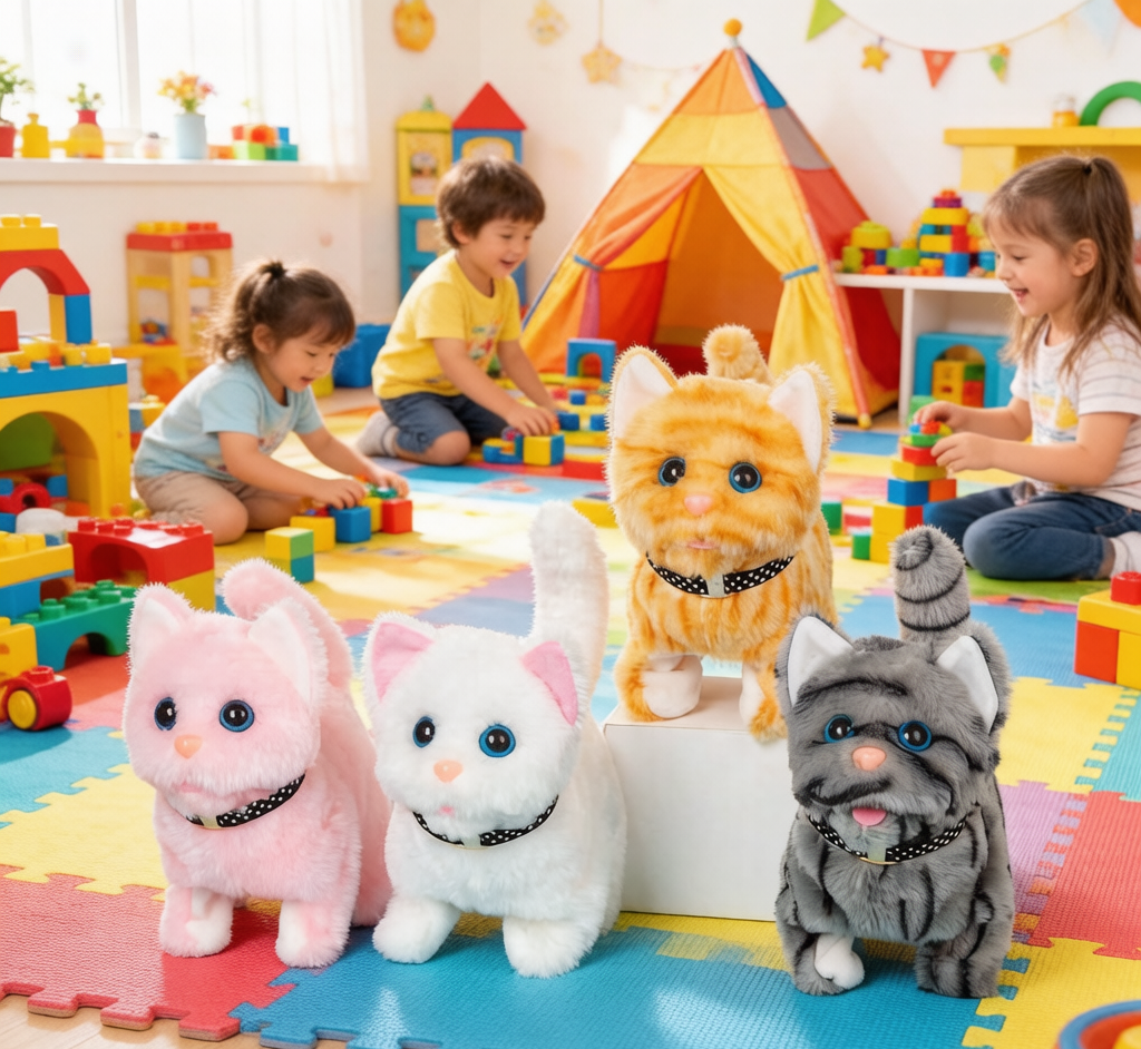 Electric Wagging Cat Toy - Interactive Plush Kitten