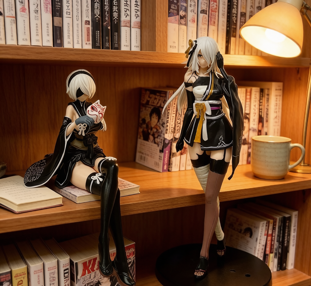 Kimono 2B & A2 Sitting Figure - Collectible Anime Statue