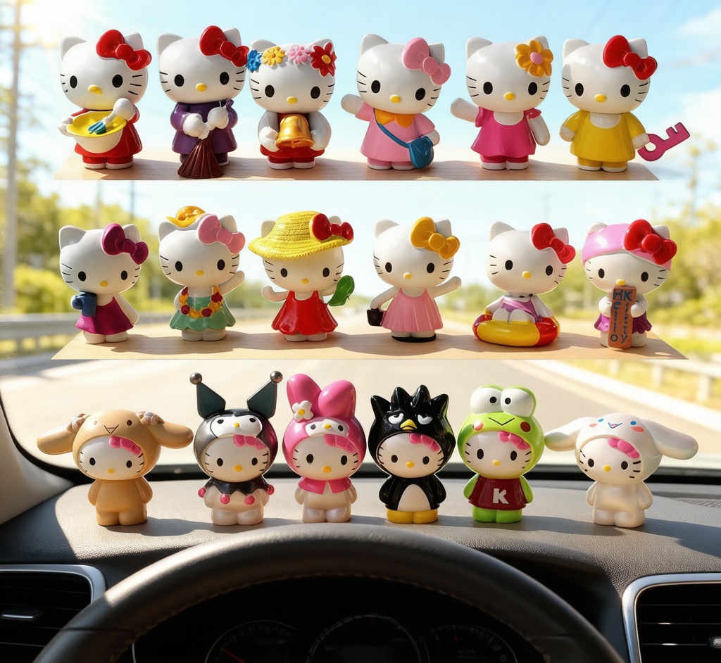 KT Cat Figure Ornament - Cute Car & Desk Decoration