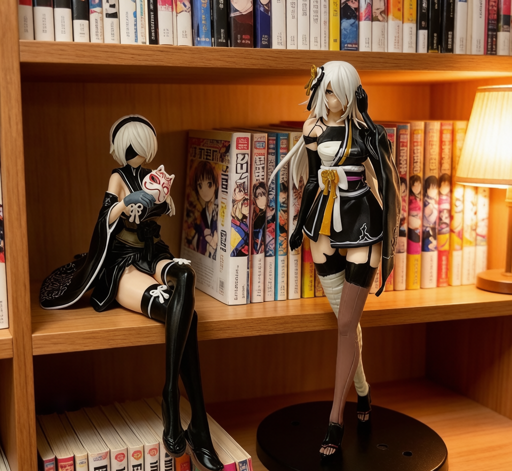 Kimono 2B & A2 Sitting Figure - Collectible Anime Statue