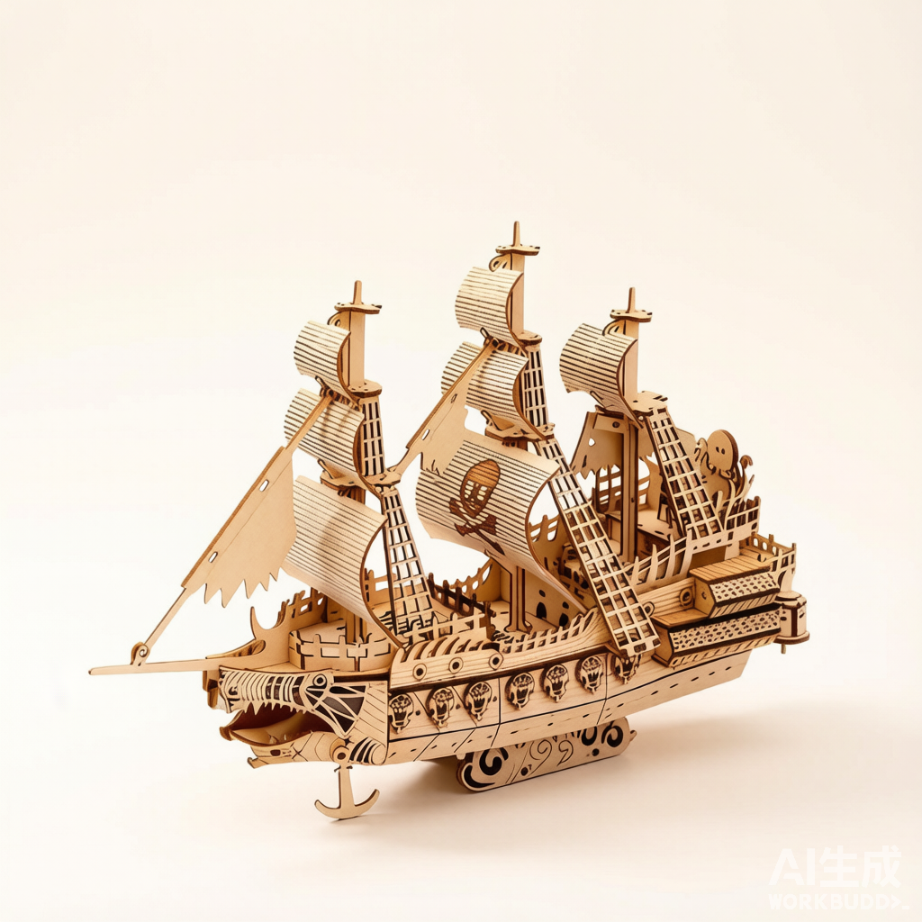 Flying Dutchman 3D Wooden Puzzle Ship - DIY Assembly Model Decorative Craft