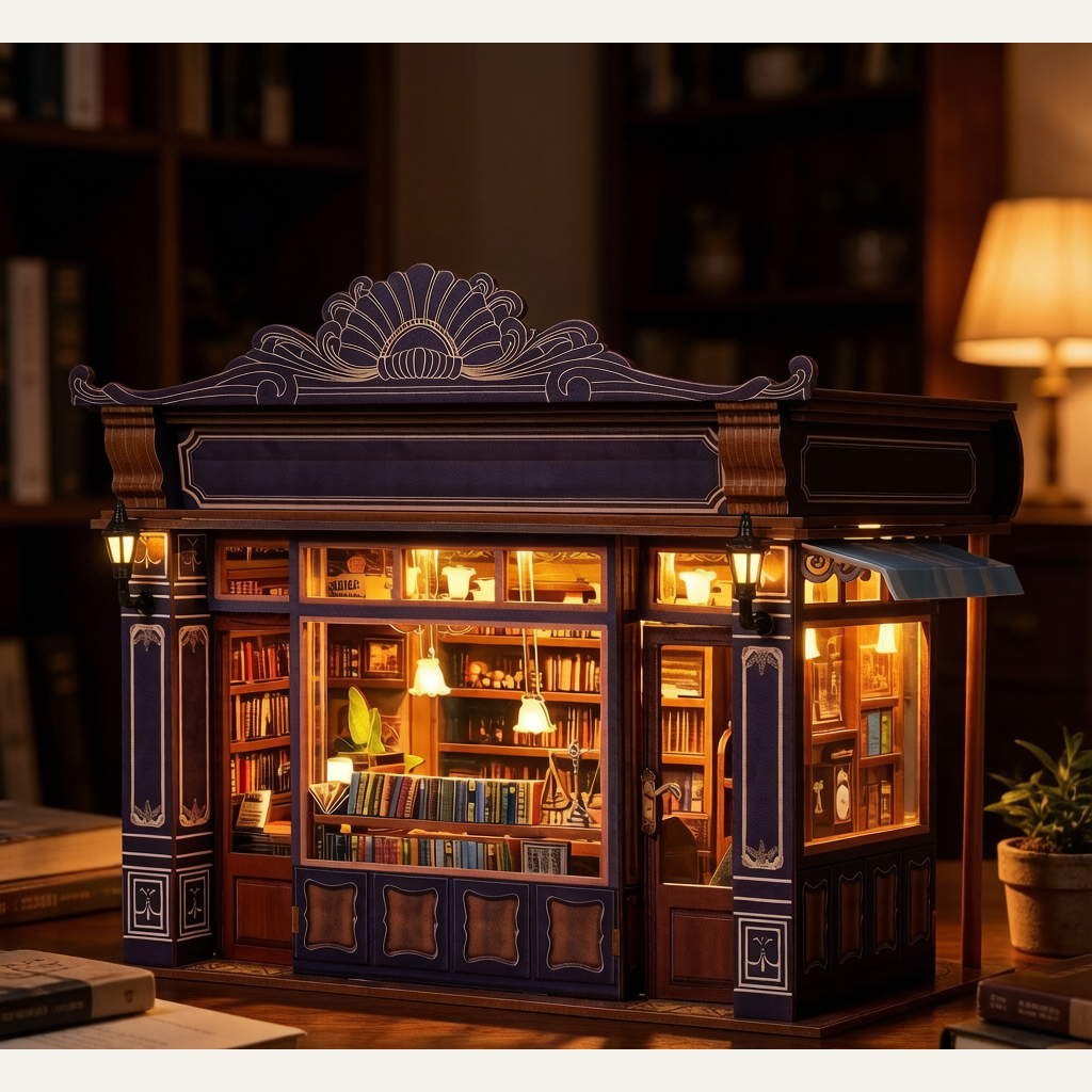 Notting Hill Bookstore DIY Miniature House - 3D Puzzle Bookend Scene Craft