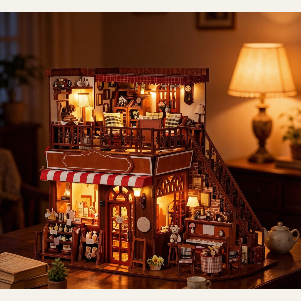 Corner Sweet Shop DIY Miniature House - Handmade 3D Bookend Model Kit