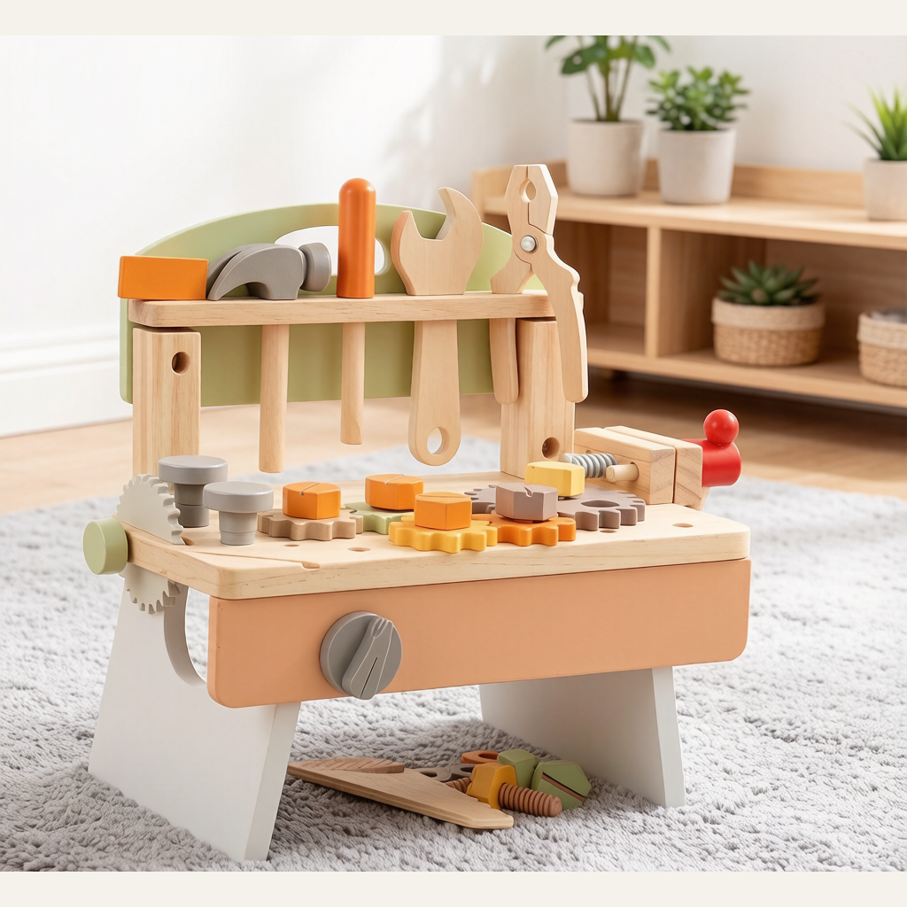 Wooden Kids Tool Set - Disassembly & Assembly Nut Repair Bench Pretend Play Toy