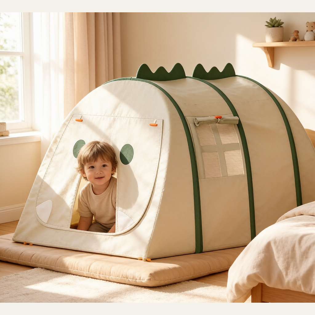 Kids Pop-Up Play Tent - Portable Dinosaur Playhouse with Mosquito Net & Ball Pit for Indoor & Outdoor