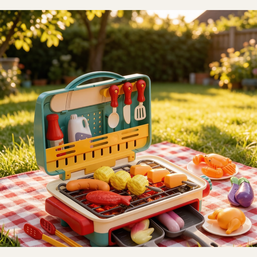 Electric Kids BBQ Grill Toy - Light, Music & Color-Changing Food Pretend Play