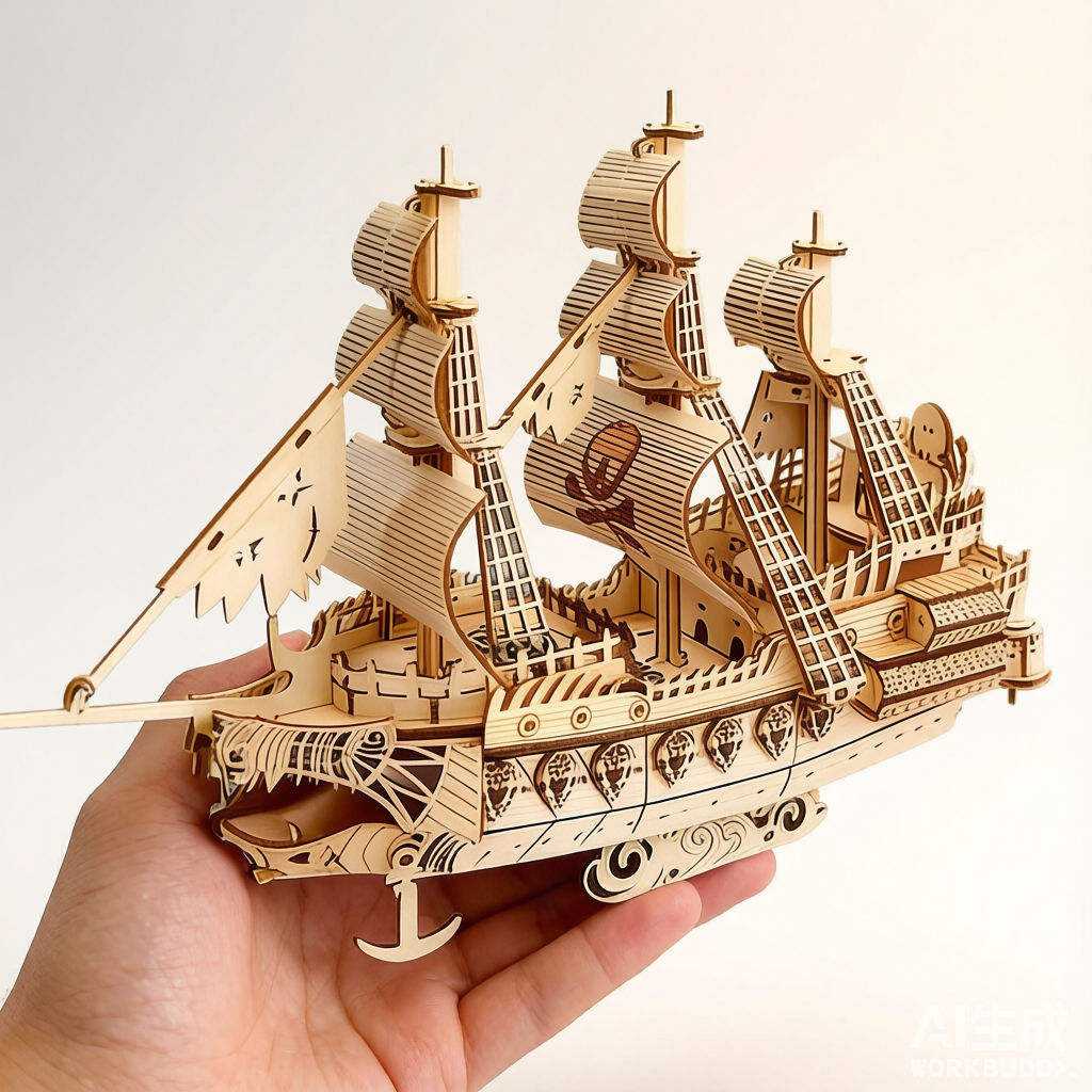 Flying Dutchman 3D Wooden Puzzle Ship - DIY Assembly Model Decorative Craft