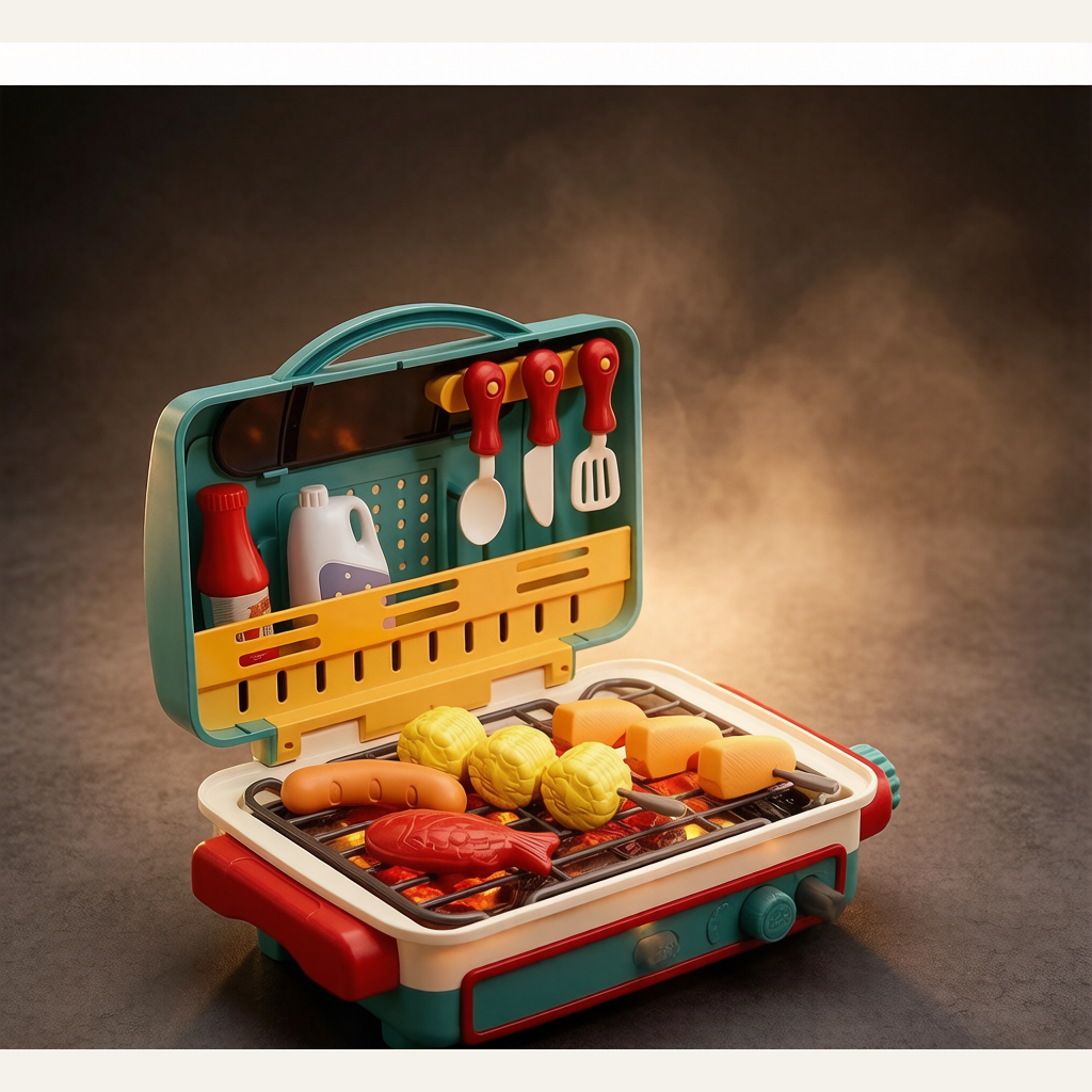 Electric Kids BBQ Grill Toy - Light, Music & Color-Changing Food Pretend Play